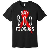 Funny Halloween Say Boo To Drugs Awareness Red Ribbon Premium T-Shirt