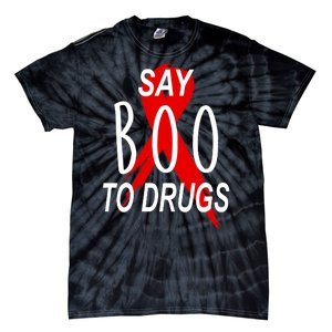 Funny Halloween Say Boo To Drugs Awareness Red Ribbon Tie-Dye T-Shirt