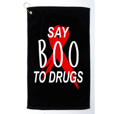 Funny Halloween Say Boo To Drugs Awareness Red Ribbon Golf Towel