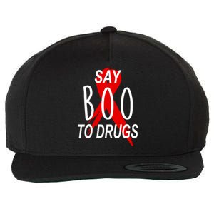 Funny Halloween Say Boo To Drugs Awareness Red Ribbon Wool Snapback Cap