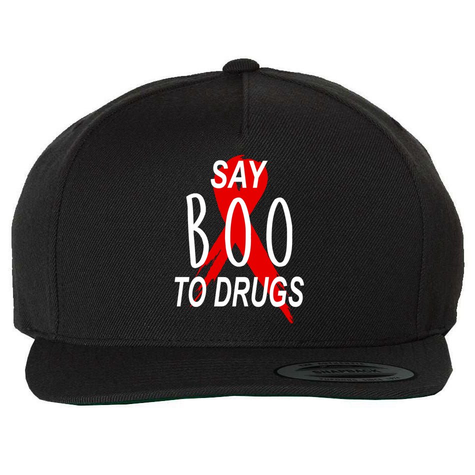Funny Halloween Say Boo To Drugs Awareness Red Ribbon Wool Snapback Cap