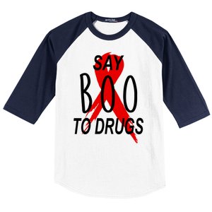 Funny Halloween Say Boo To Drugs Awareness Red Ribbon Baseball Sleeve Shirt