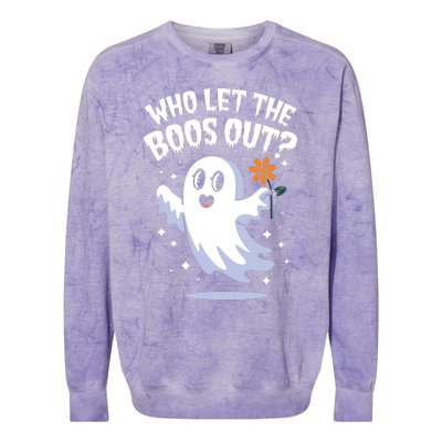 Funny Halloween Spooky Season Cute Pun Who Let The Boos Out Colorblast Crewneck Sweatshirt