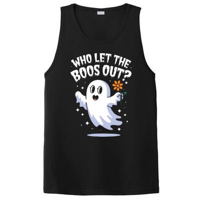 Funny Halloween Spooky Season Cute Pun Who Let The Boos Out PosiCharge Competitor Tank