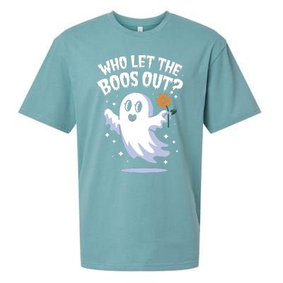 Funny Halloween Spooky Season Cute Pun Who Let The Boos Out Sueded Cloud Jersey T-Shirt