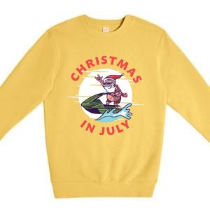 Funny Hawaiian Santa Santa Jet Ski Merry Christmas In July Gift Premium Crewneck Sweatshirt