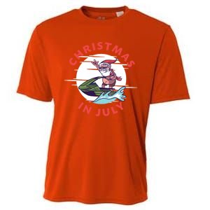 Funny Hawaiian Santa Santa Jet Ski Merry Christmas In July Gift Cooling Performance Crew T-Shirt