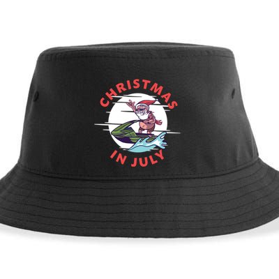 Funny Hawaiian Santa Santa Jet Ski Merry Christmas In July Gift Sustainable Bucket Hat
