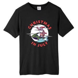 Funny Hawaiian Santa Santa Jet Ski Merry Christmas In July Gift Tall Fusion ChromaSoft Performance T-Shirt