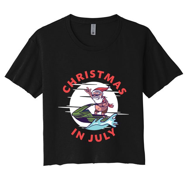 Funny Hawaiian Santa Santa Jet Ski Merry Christmas In July Gift Crop Top