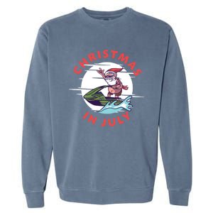 Funny Hawaiian Santa Santa Jet Ski Merry Christmas In July Gift Garment-Dyed Sweatshirt