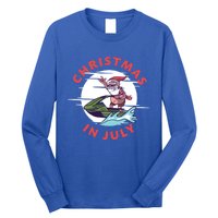 Funny Hawaiian Santa Santa Jet Ski Merry Christmas In July Gift Long Sleeve Shirt