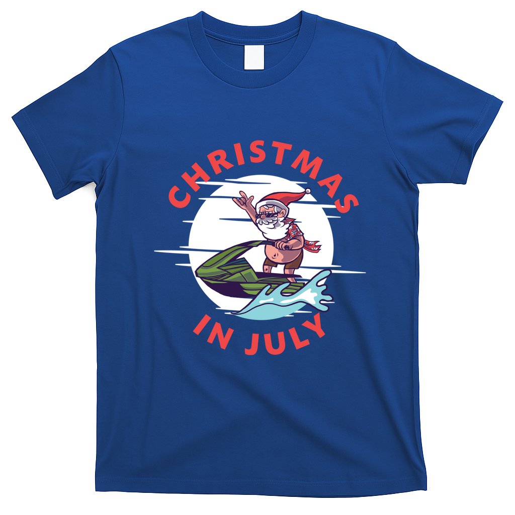Funny Hawaiian Santa Santa Jet Ski Merry Christmas In July Gift T-Shirt