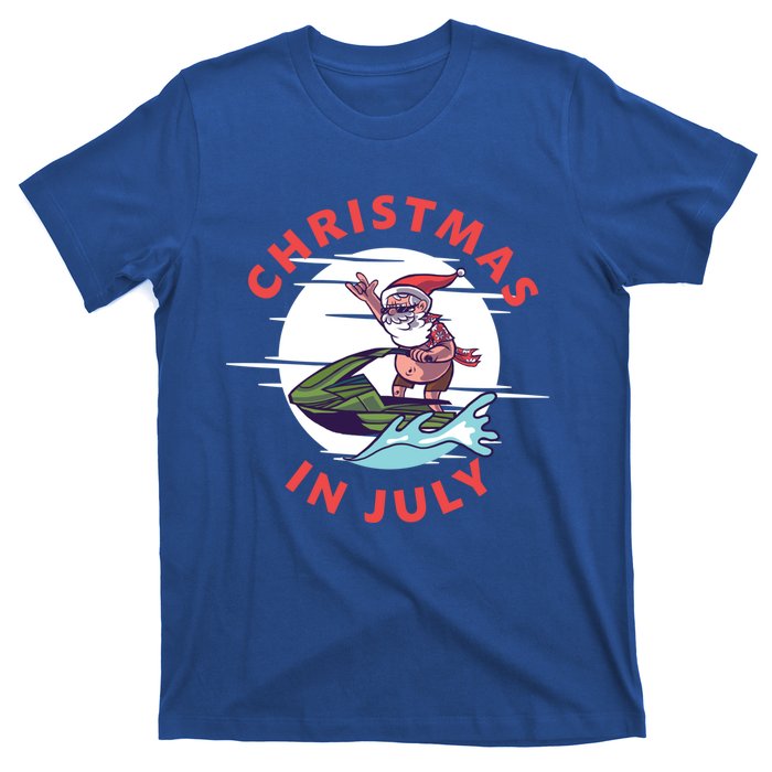 Funny Hawaiian Santa Santa Jet Ski Merry Christmas In July Gift T-Shirt