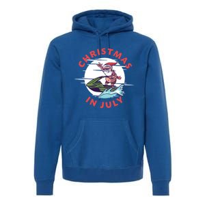 Funny Hawaiian Santa Santa Jet Ski Merry Christmas In July Gift Premium Hoodie