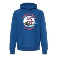 Funny Hawaiian Santa Santa Jet Ski Merry Christmas In July Gift Premium Hoodie