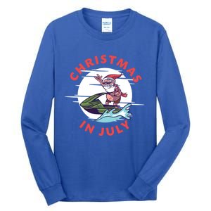 Funny Hawaiian Santa Santa Jet Ski Merry Christmas In July Gift Tall Long Sleeve T-Shirt