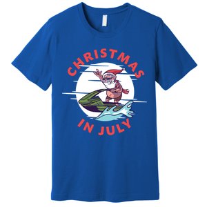 Funny Hawaiian Santa Santa Jet Ski Merry Christmas In July Gift Premium T-Shirt