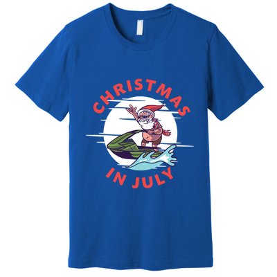 Funny Hawaiian Santa Santa Jet Ski Merry Christmas In July Gift Premium T-Shirt