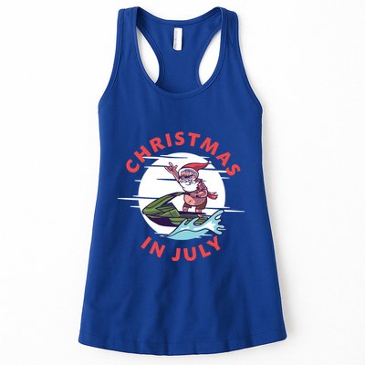 Funny Hawaiian Santa Santa Jet Ski Merry Christmas In July Gift Womens Tank Top