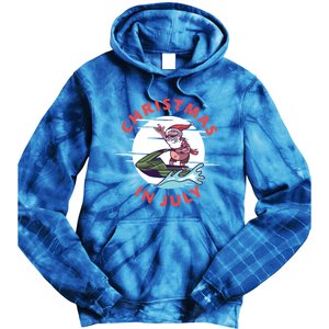 Funny Hawaiian Santa Santa Jet Ski Merry Christmas In July Gift Tie Dye Hoodie