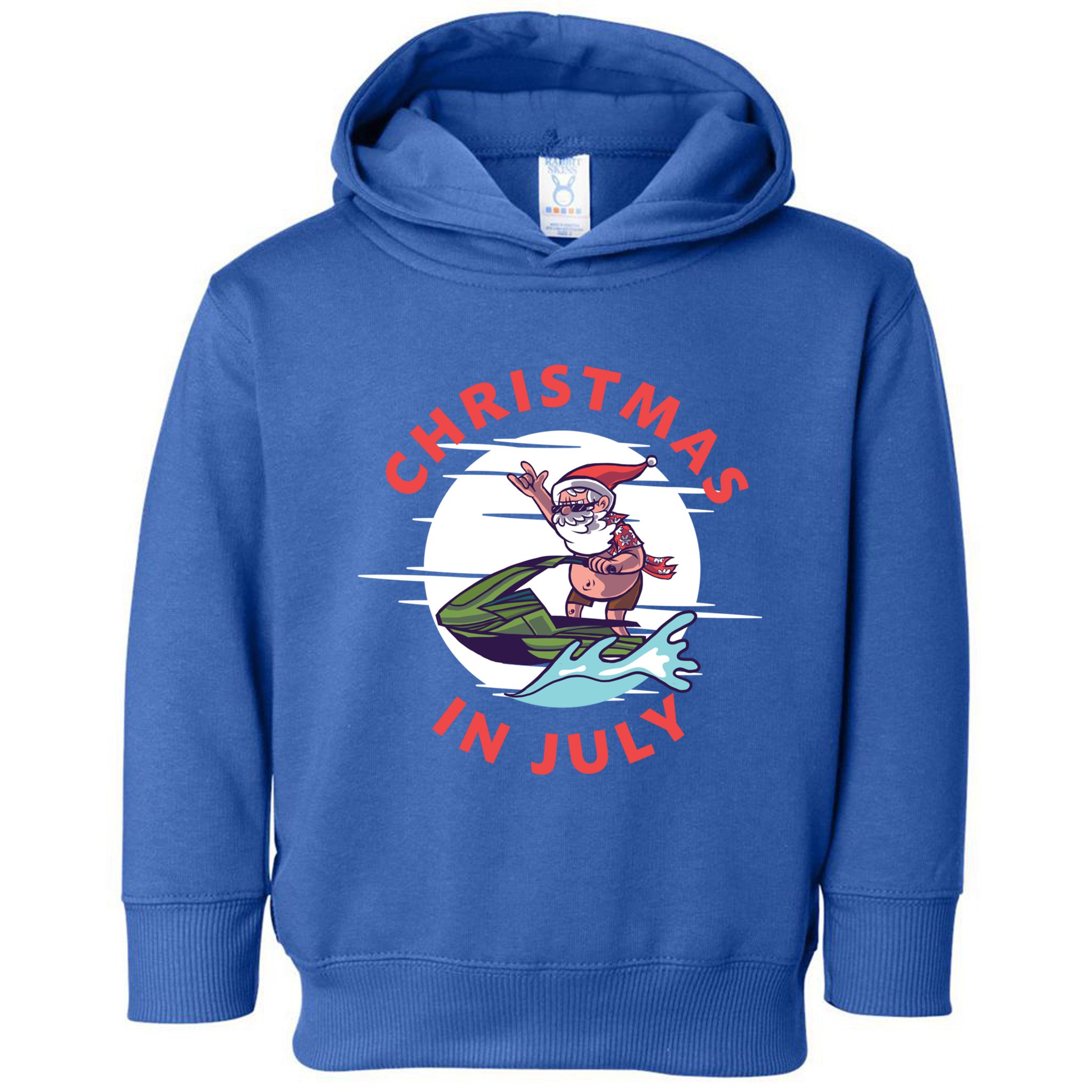 Funny Hawaiian Santa Santa Jet Ski Merry Christmas In July Gift Toddler Hoodie