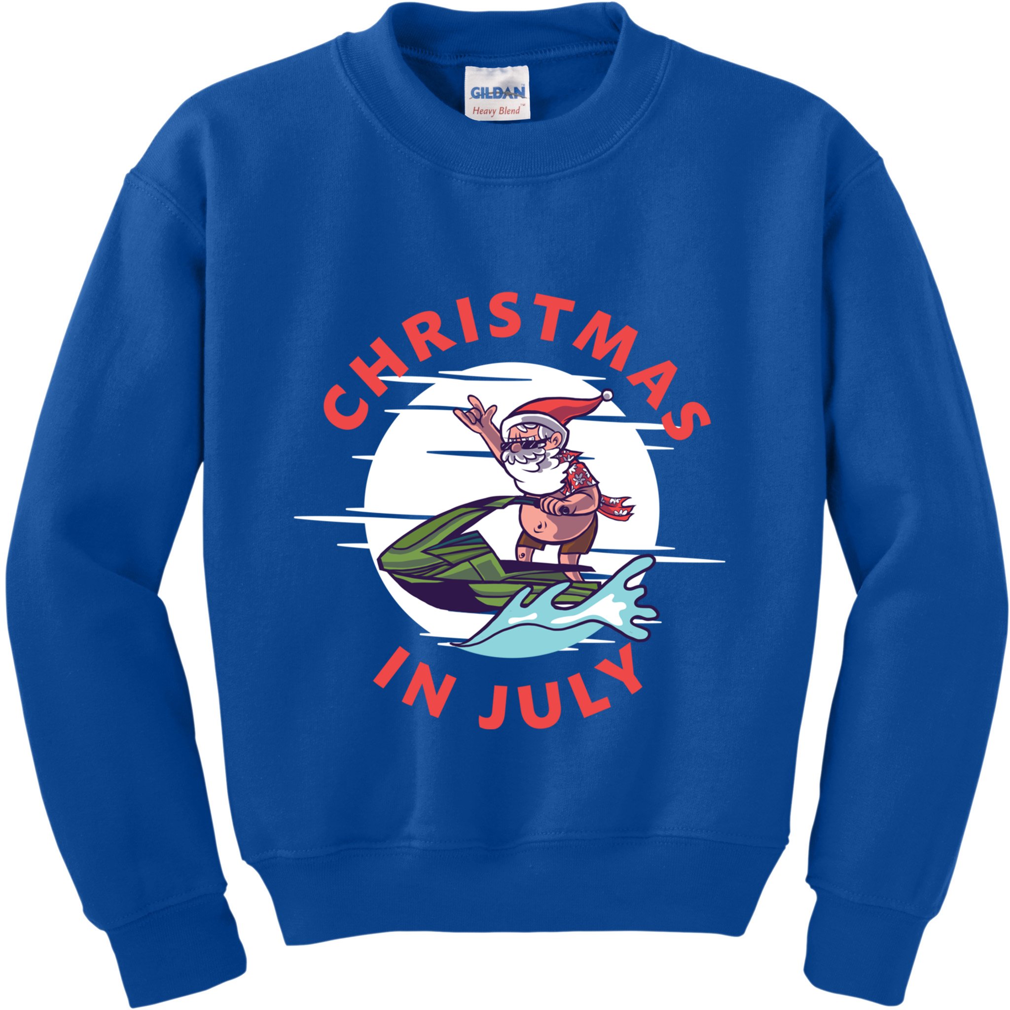 Funny Hawaiian Santa Santa Jet Ski Merry Christmas In July Gift Kids Sweatshirt