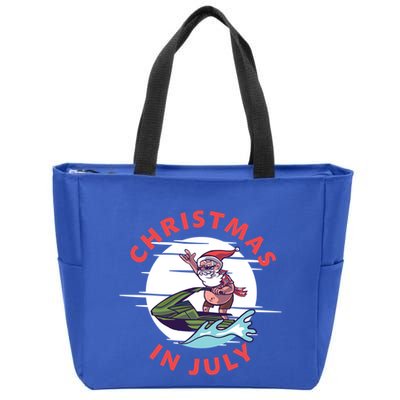 Funny Hawaiian Santa Santa Jet Ski Merry Christmas In July Gift Zip Tote Bag