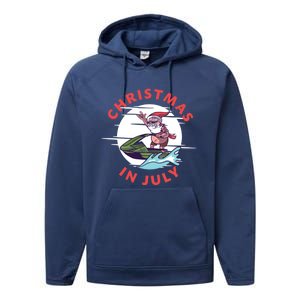 Funny Hawaiian Santa Santa Jet Ski Merry Christmas In July Gift Performance Fleece Hoodie