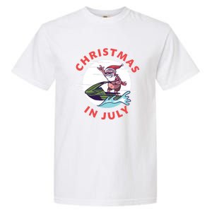 Funny Hawaiian Santa Santa Jet Ski Merry Christmas In July Gift Garment-Dyed Heavyweight T-Shirt