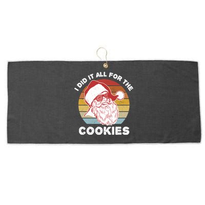 Funny Hipster Santa Cute Gift I Did It All For The Cookies Gift Large Microfiber Waffle Golf Towel