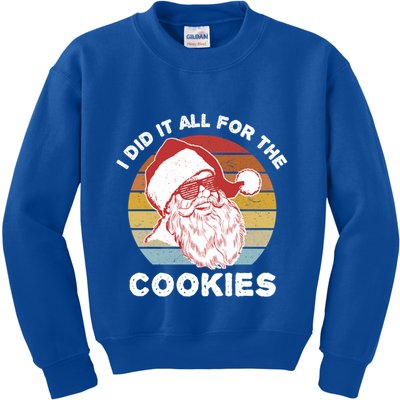 Funny Hipster Santa Cute Gift I Did It All For The Cookies Gift Kids Sweatshirt