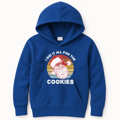 Funny Hipster Santa Cute Gift I Did It All For The Cookies Gift Kids Hoodie