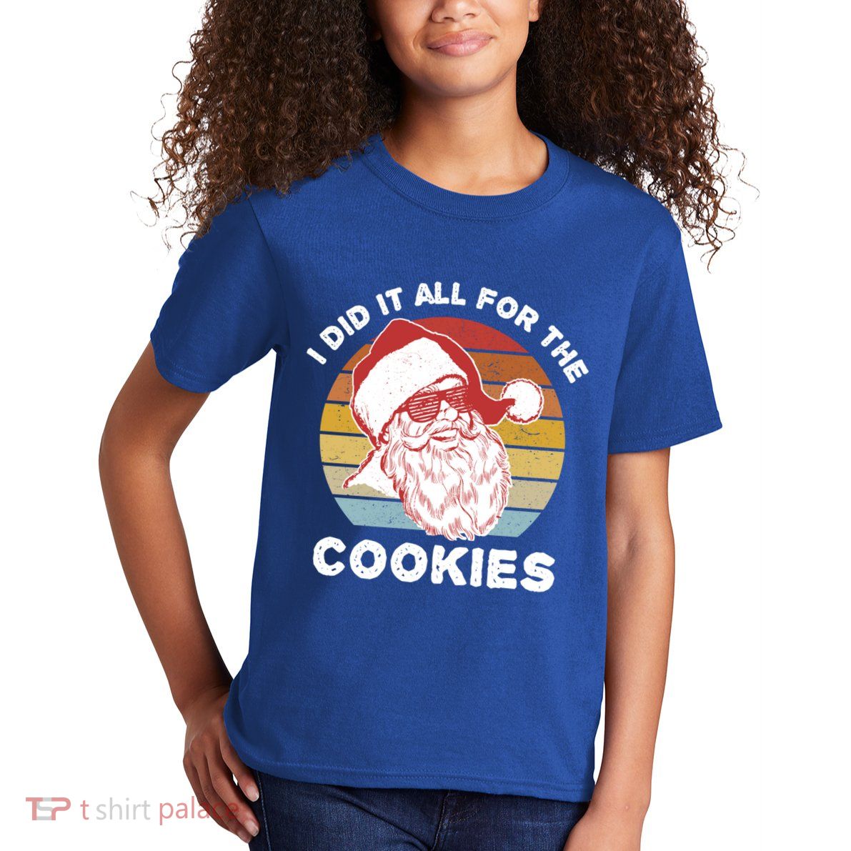Funny Hipster Santa Cute Gift I Did It All For The Cookies Gift Kids T-Shirt