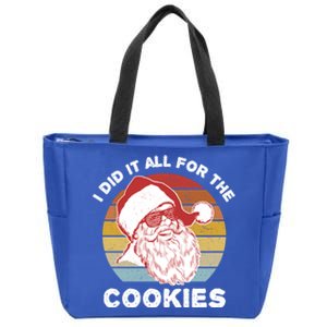 Funny Hipster Santa Cute Gift I Did It All For The Cookies Gift Zip Tote Bag