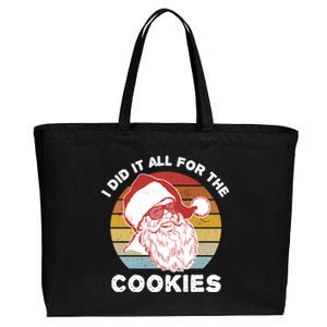 Funny Hipster Santa Cute Gift I Did It All For The Cookies Gift Cotton Canvas Jumbo Tote