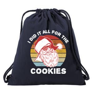 Funny Hipster Santa Cute Gift I Did It All For The Cookies Gift Drawstring Bag