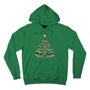 Funny Hockey Stick Christmas Pine Tree Gift Hoodie