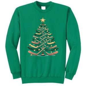 Funny Hockey Stick Christmas Pine Tree Gift Sweatshirt