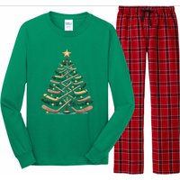 Funny Hockey Stick Christmas Pine Tree Gift Long Sleeve Pajama Set