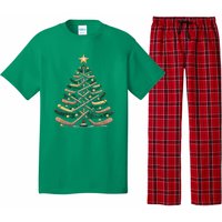 Funny Hockey Stick Christmas Pine Tree Gift Pajama Set