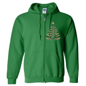 Funny Hockey Stick Christmas Pine Tree Gift Full Zip Hoodie