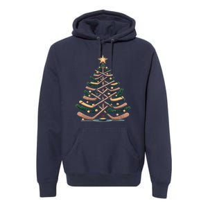 Funny Hockey Stick Christmas Pine Tree Gift Premium Hoodie