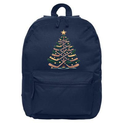 Funny Hockey Stick Christmas Pine Tree Gift 16 in Basic Backpack