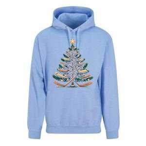 Funny Hockey Stick Christmas Pine Tree Gift Unisex Surf Hoodie