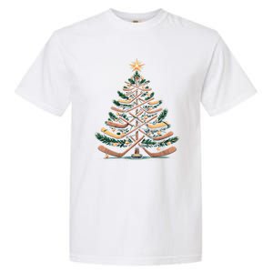 Funny Hockey Stick Christmas Pine Tree Gift Garment-Dyed Heavyweight T-Shirt