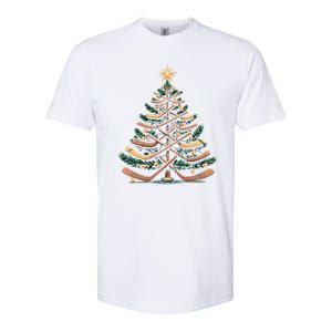 Funny Hockey Stick Christmas Pine Tree Gift Softstyle CVC T-Shirt