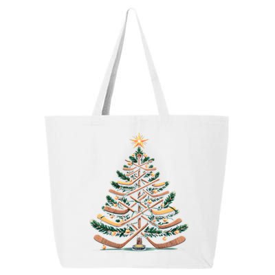 Funny Hockey Stick Christmas Pine Tree Gift 25L Jumbo Tote