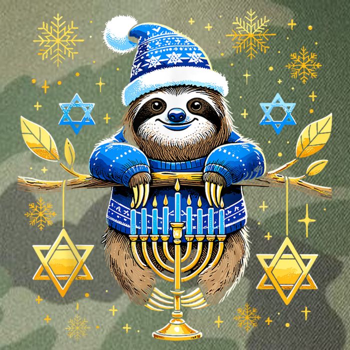 Funny Hanukkah Sloth Jewish Chanukah Sleeping Hanukkah Pjs Legacy Tie Dye Trucker Hat
