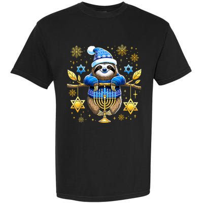 Funny Hanukkah Sloth Jewish Chanukah Sleeping Hanukkah Pjs Garment-Dyed Heavyweight T-Shirt